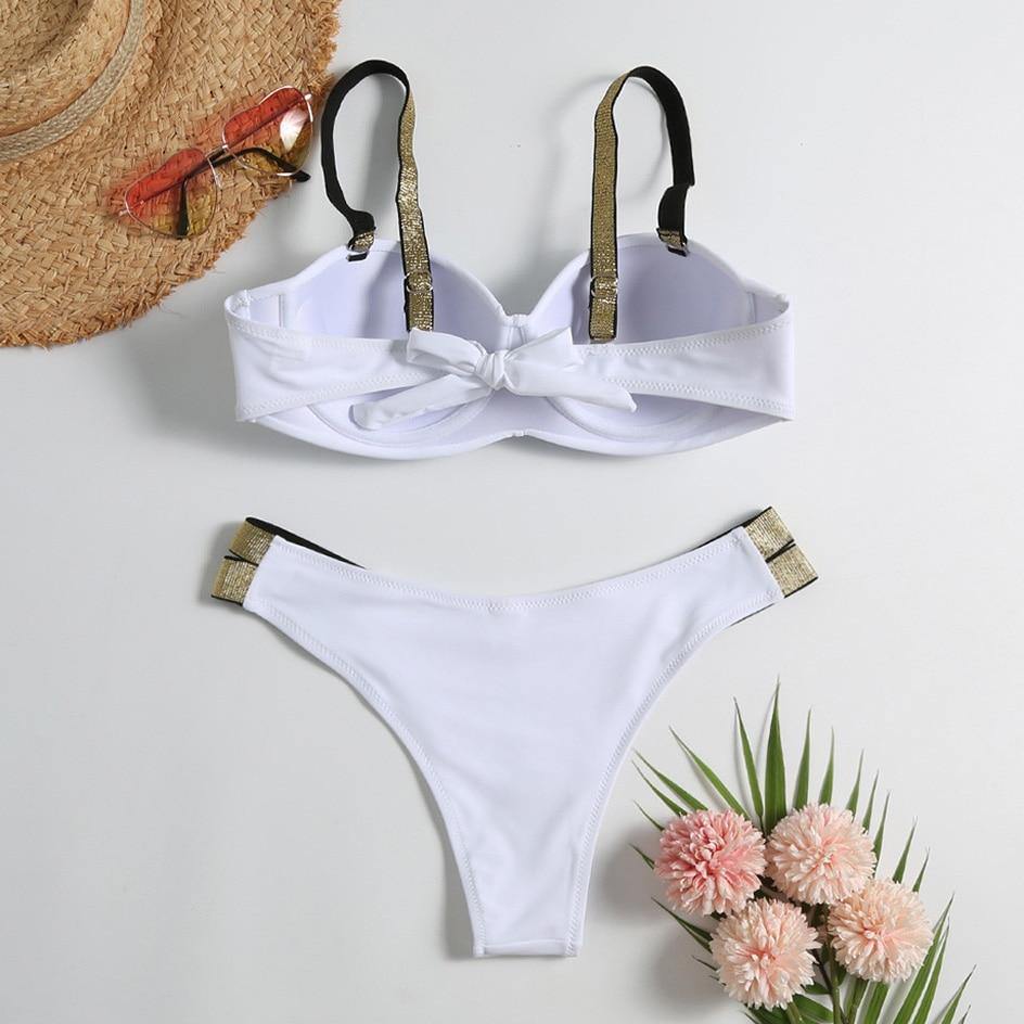 2 Piece Push up Swimsuit Swimwear Black White Swimming Wear for Brazilian Bikini Set Bathing Suit The Clothing Company Sydney