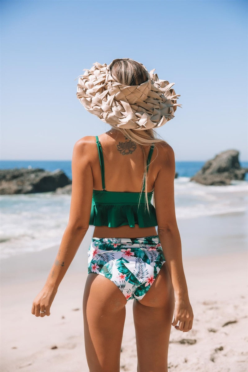 2 piece Push Up Summer Floral Swimwear Sport Plus Size Swimming Suit Swimsuit High Waist Bikini Set The Clothing Company Sydney
