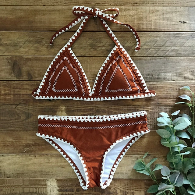 2 Piece New Sexy Swimwear Push Up Swimsuit Halter Top Padded Bathing Suit Bandage Brazilian Bikini Set The Clothing Company Sydney