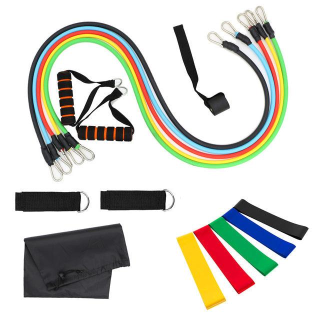 11 Piece/Set Latex Resistance Bands Crossfit Training Body Exercise Yoga Tubes Pull Rope Chest Expander Pilates Fitness with Bag The Clothing Company Sydney