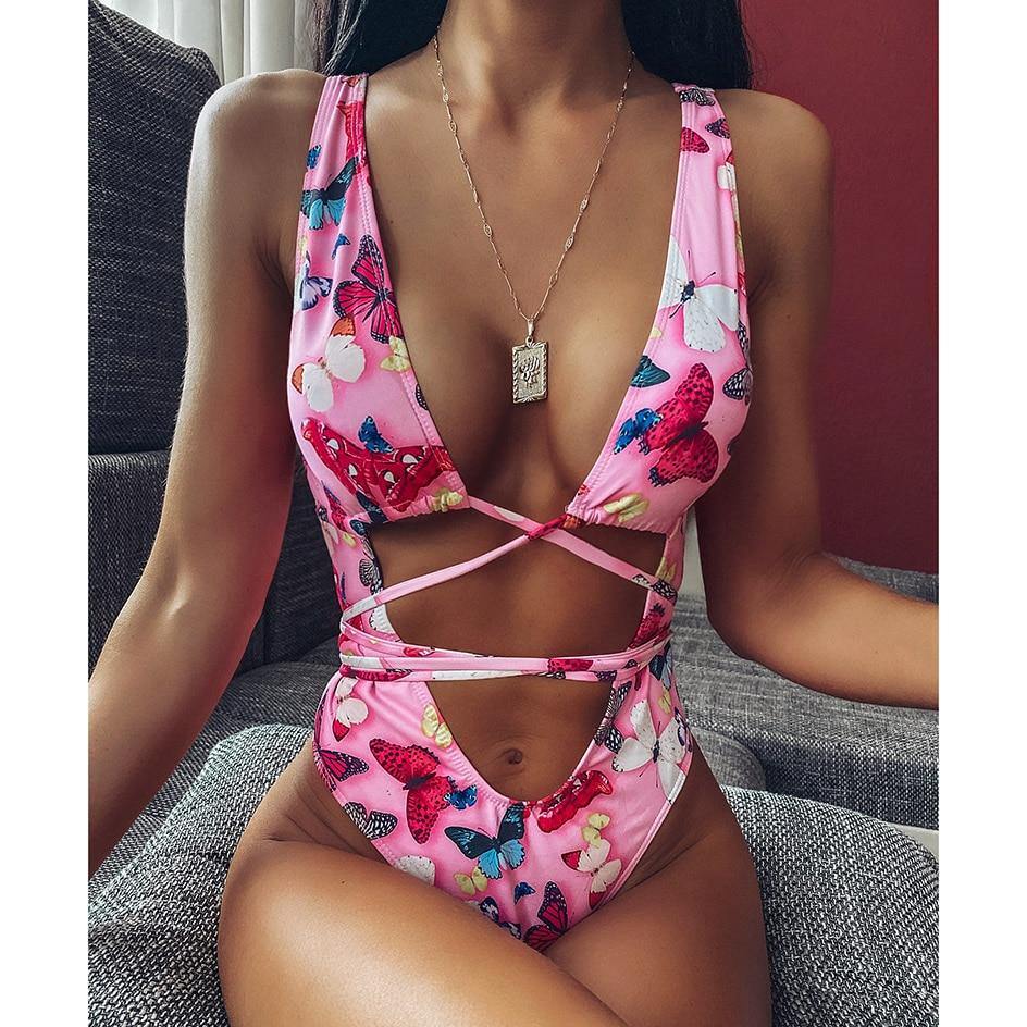 Snake Print Swimsuit One Piece Swimwear Leopard Bathing Suit Woman Bandage Swimming Wear Monokini The Clothing Company Sydney