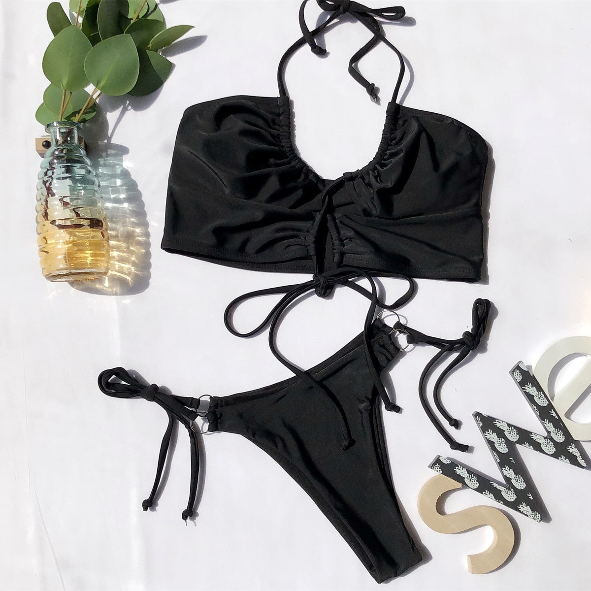 2 Piece Brazilian Women Print Side Tie Swimwear Push Up Swimsuit Bath Suit Bikini Set The Clothing Company Sydney