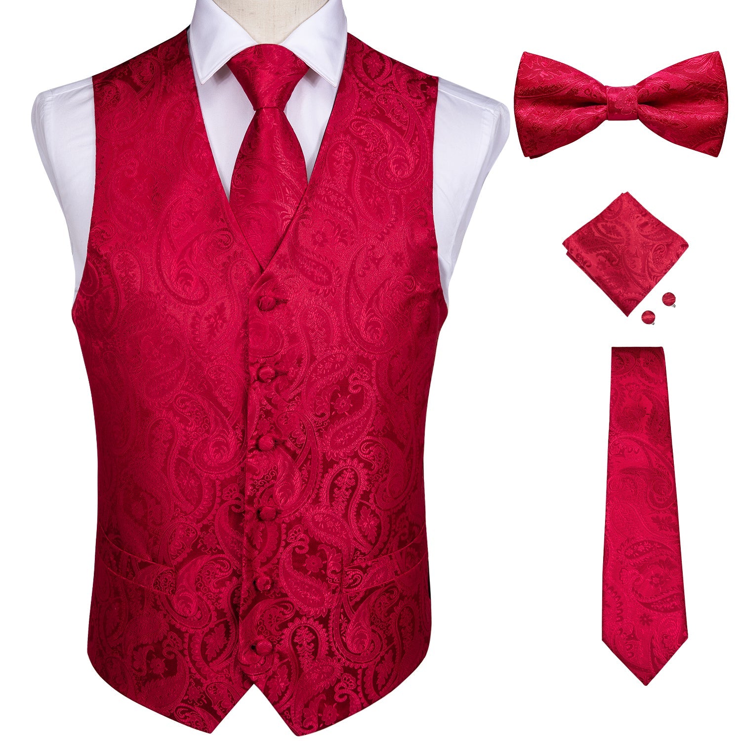 5 Piece Vests Slim Fit Mens Wedding Suit Casual Sleeveless Formal Business Waistcoat Hanky Necktie Bow Tie Set The Clothing Company Sydney
