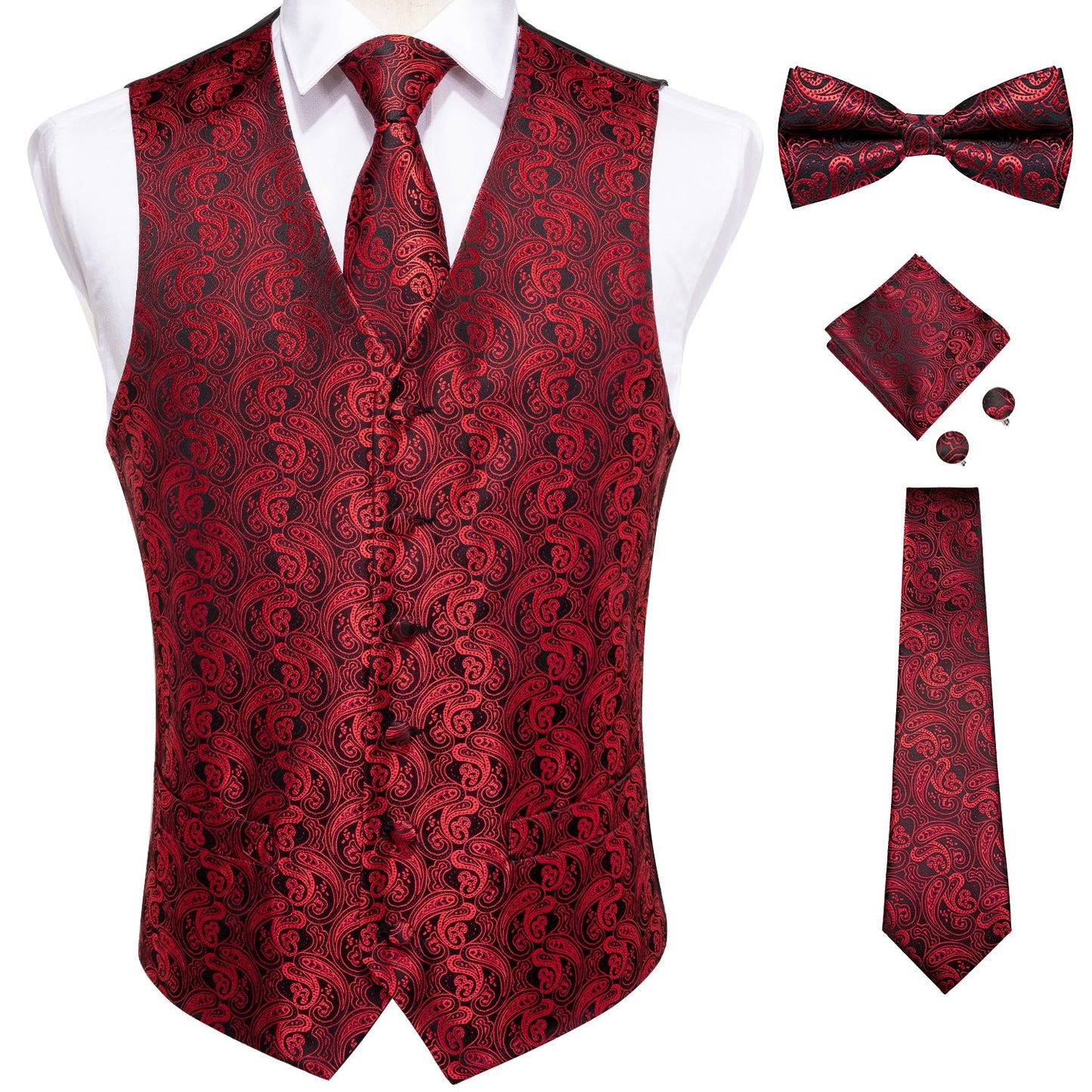 5 Piece Vests Slim Fit Mens Wedding Suit Casual Sleeveless Formal Business Waistcoat Hanky Necktie Bow Tie Set The Clothing Company Sydney