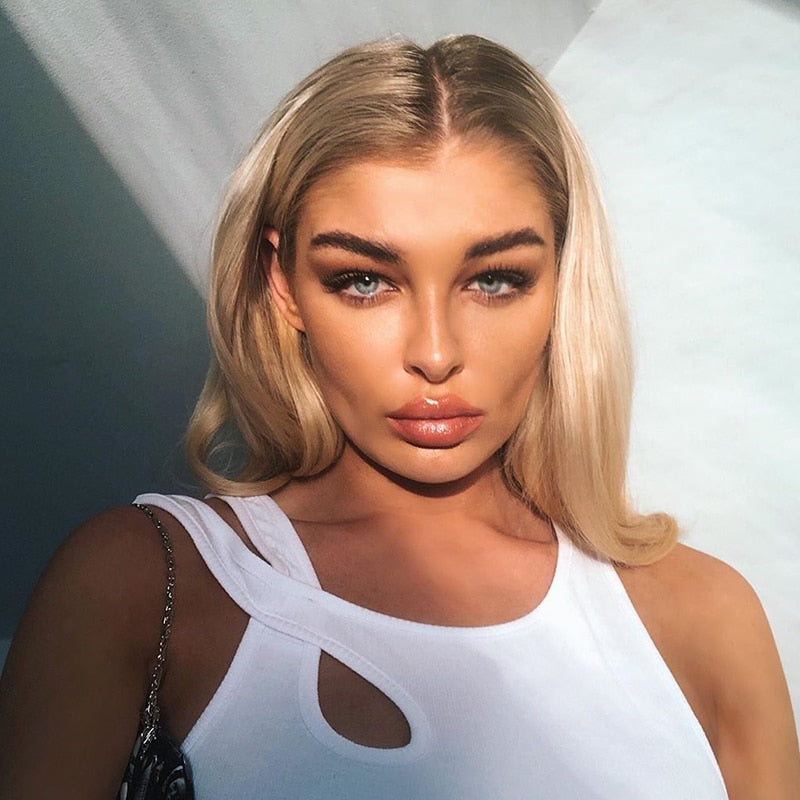 Sleeveless Summer White Tank Top Bandage Hollow Out Ribbed Crop Tops Tees Fashion Fitness Mini Vest Top The Clothing Company Sydney