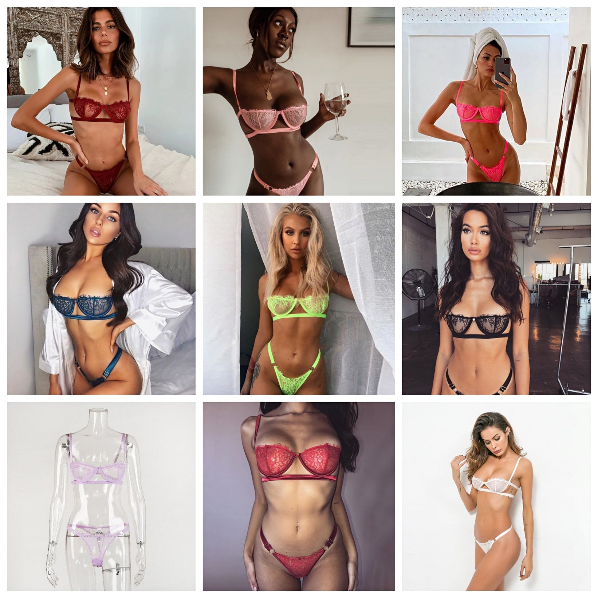 2 Piece Low Cup Transparent Bra Thong G String The Clothing Company Sydney