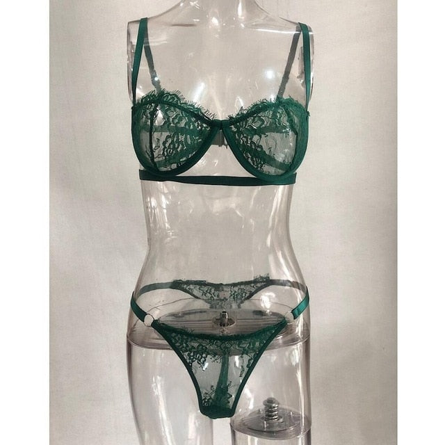 2 Piece Low Cup Transparent Bra Thong G String The Clothing Company Sydney