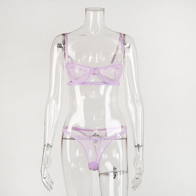 2 Piece Low Cup Transparent Bra Thong G String The Clothing Company Sydney