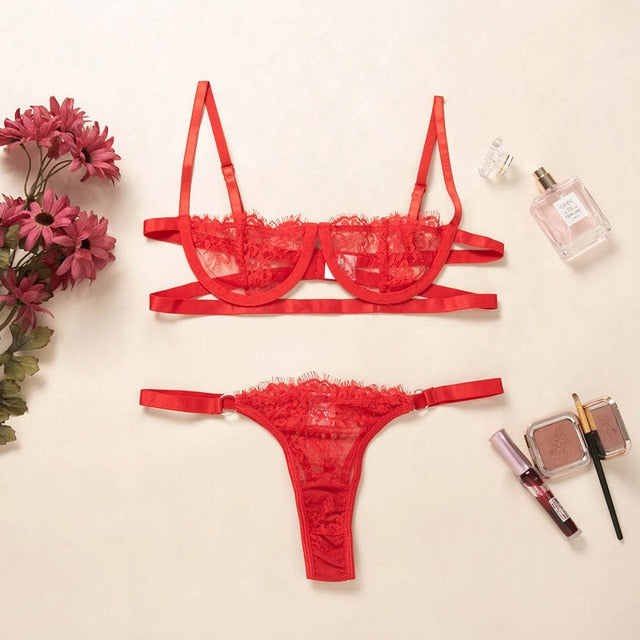 2 Piece Low Cup Transparent Bra Thong G String The Clothing Company Sydney