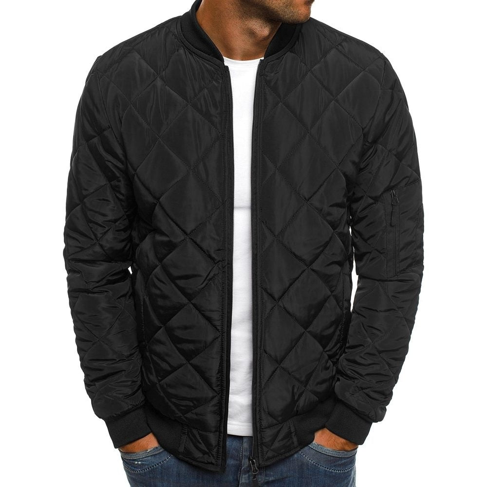 Men's Cotton-padded Solid Color Rhombus Seam Cotton Jackets Coat Overcoat Jacket The Clothing Company Sydney