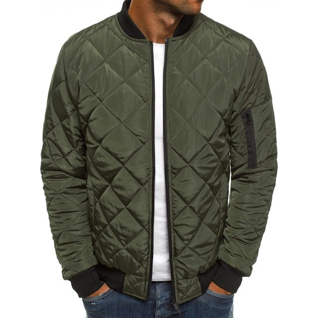 Men's Cotton-padded Solid Color Rhombus Seam Cotton Jackets Coat Overcoat Jacket The Clothing Company Sydney