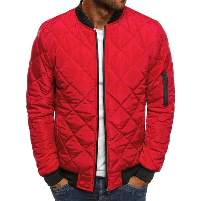 Men's Cotton-padded Solid Color Rhombus Seam Cotton Jackets Coat Overcoat Jacket The Clothing Company Sydney