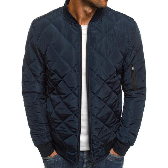 Men's Cotton-padded Solid Color Rhombus Seam Cotton Jackets Coat Overcoat Jacket The Clothing Company Sydney