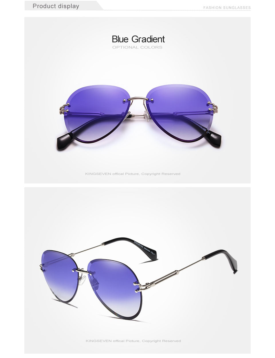 Designer Vintage Fashion Rimless Women Sunglasses Gradient Lens Sunglasses The Clothing Company Sydney