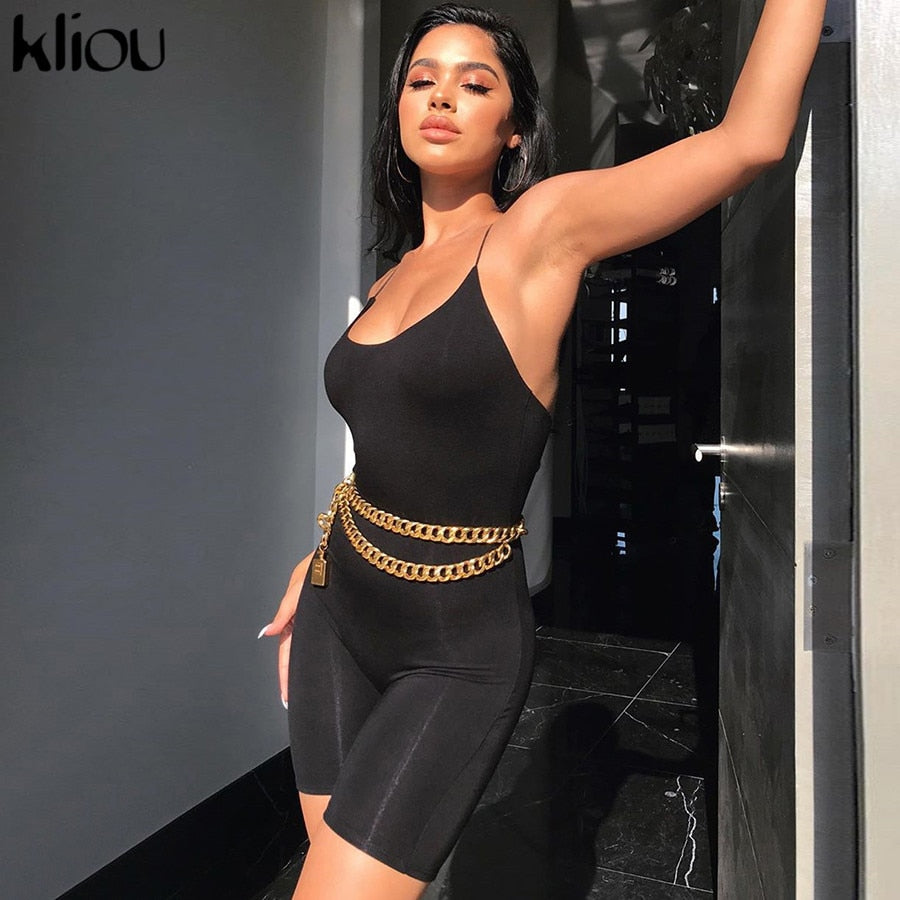 Black Skinny Spaghetti Strap sleeveless Street Romper club Bodycon Playsuit jumpsuit The Clothing Company Sydney