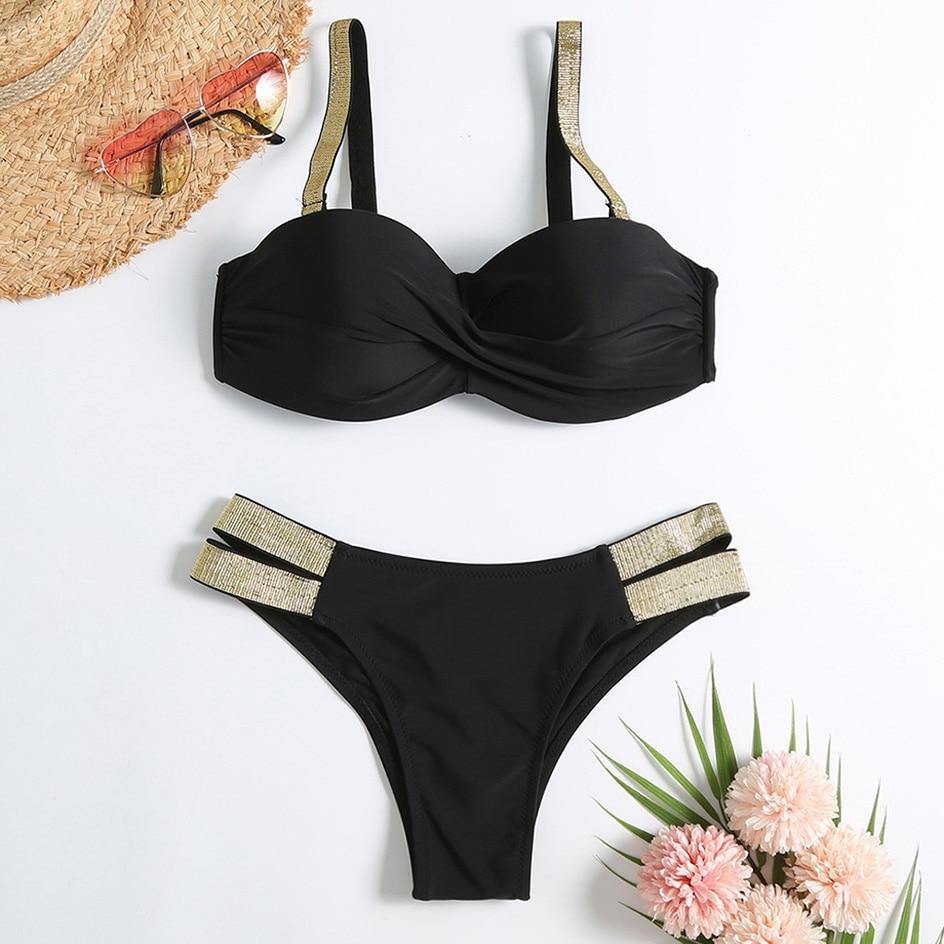 2 Piece Push up Swimsuit Swimwear Black White Swimming Wear for Brazilian Bikini Set Bathing Suit The Clothing Company Sydney