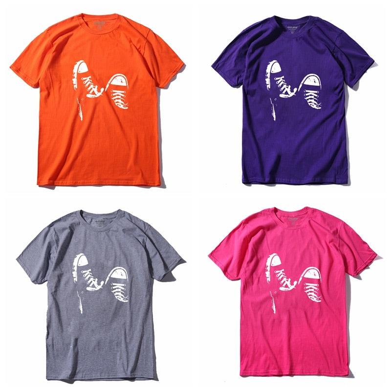 Cotton casual short sleeve skate shoe print mens ladies cool summer cool t shirt The Clothing Company Sydney