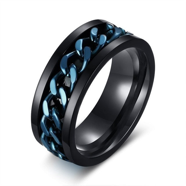 Men's Spinner Stainless Steel Metal Not Fade Gold Black Blue silver color Chain Ring The Clothing Company Sydney