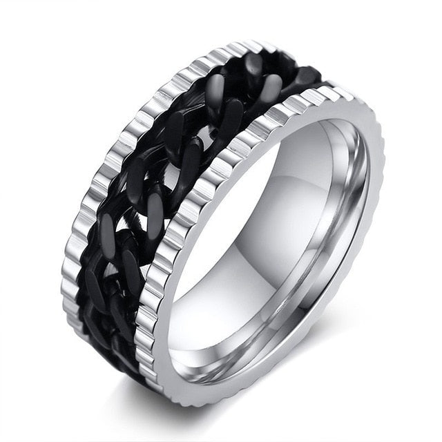 Men's Spinner Stainless Steel Metal Not Fade Gold Black Blue silver color Chain Ring The Clothing Company Sydney