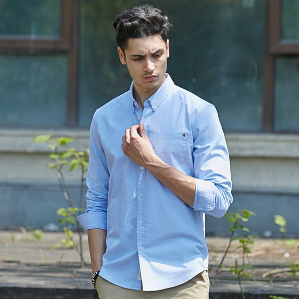 Casual Men's brand new long sleeve slim fit solid male shirts The Clothing Company Sydney