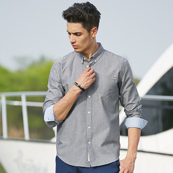 Casual Men's brand new long sleeve slim fit solid male shirts The Clothing Company Sydney