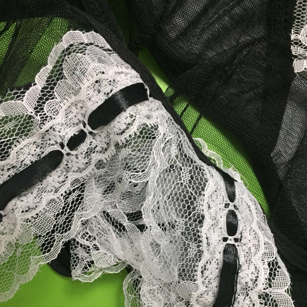 Sexy Lace Maid Costume French Babydoll Lingerie Black White Cosplay Uniform Apron Set The Clothing Company Sydney