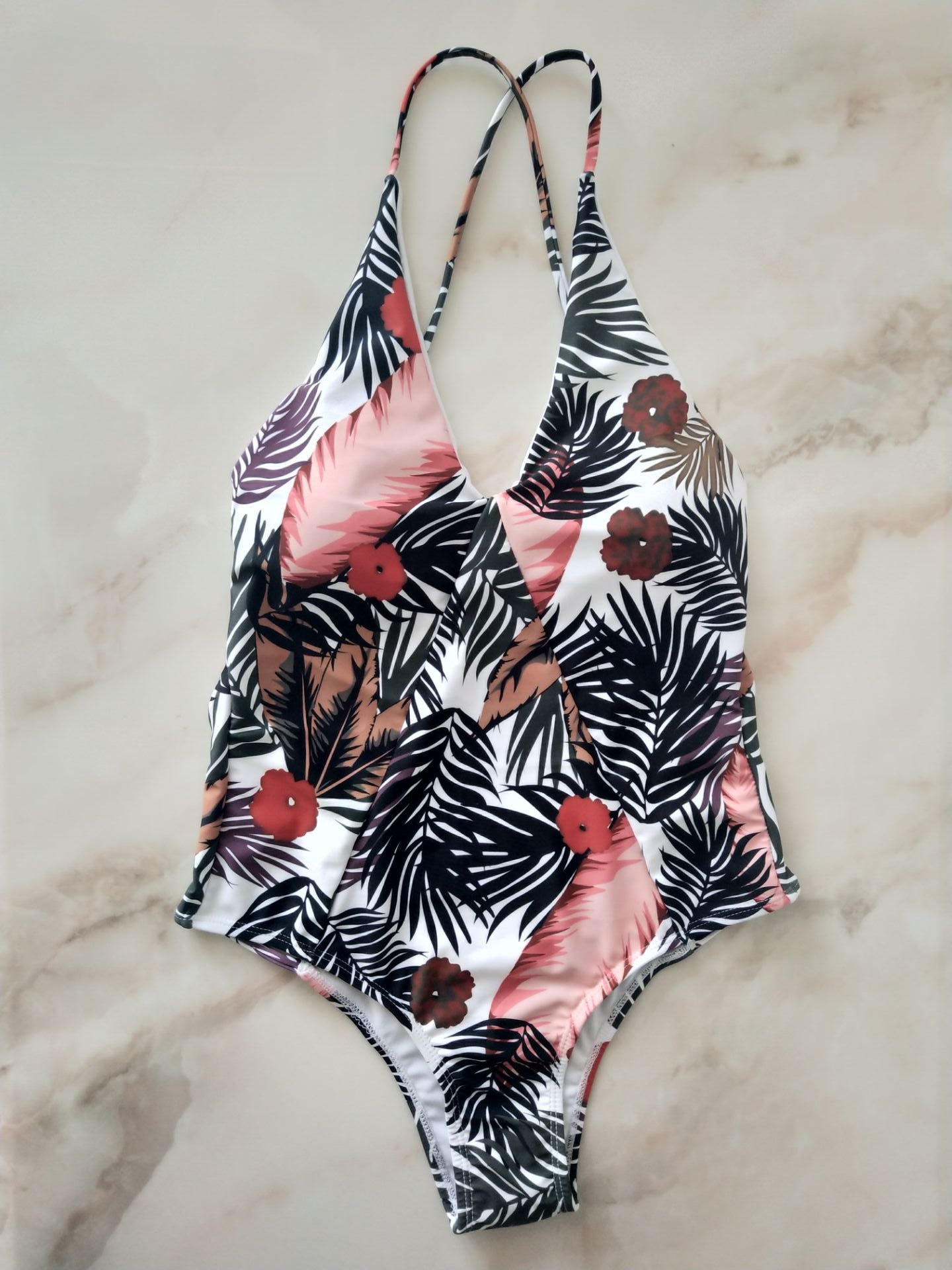 Sexy Deep V neck Swimwear Print Backless Bandage Cut Out Monokini One Piece Swimsuit Women bathing suit The Clothing Company Sydney