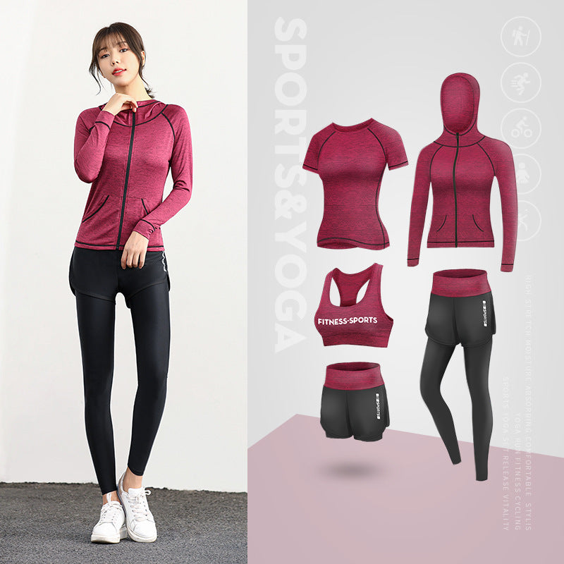 5 Piece Ladies Jogging Sets Sports Suit Yoga Wear Gym Fitness Outdoor Running Training Workout Quick Dry Set The Clothing Company Sydney