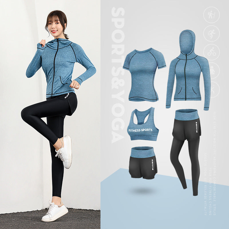 5 Piece Ladies Jogging Sets Sports Suit Yoga Wear Gym Fitness Outdoor Running Training Workout Quick Dry Set The Clothing Company Sydney
