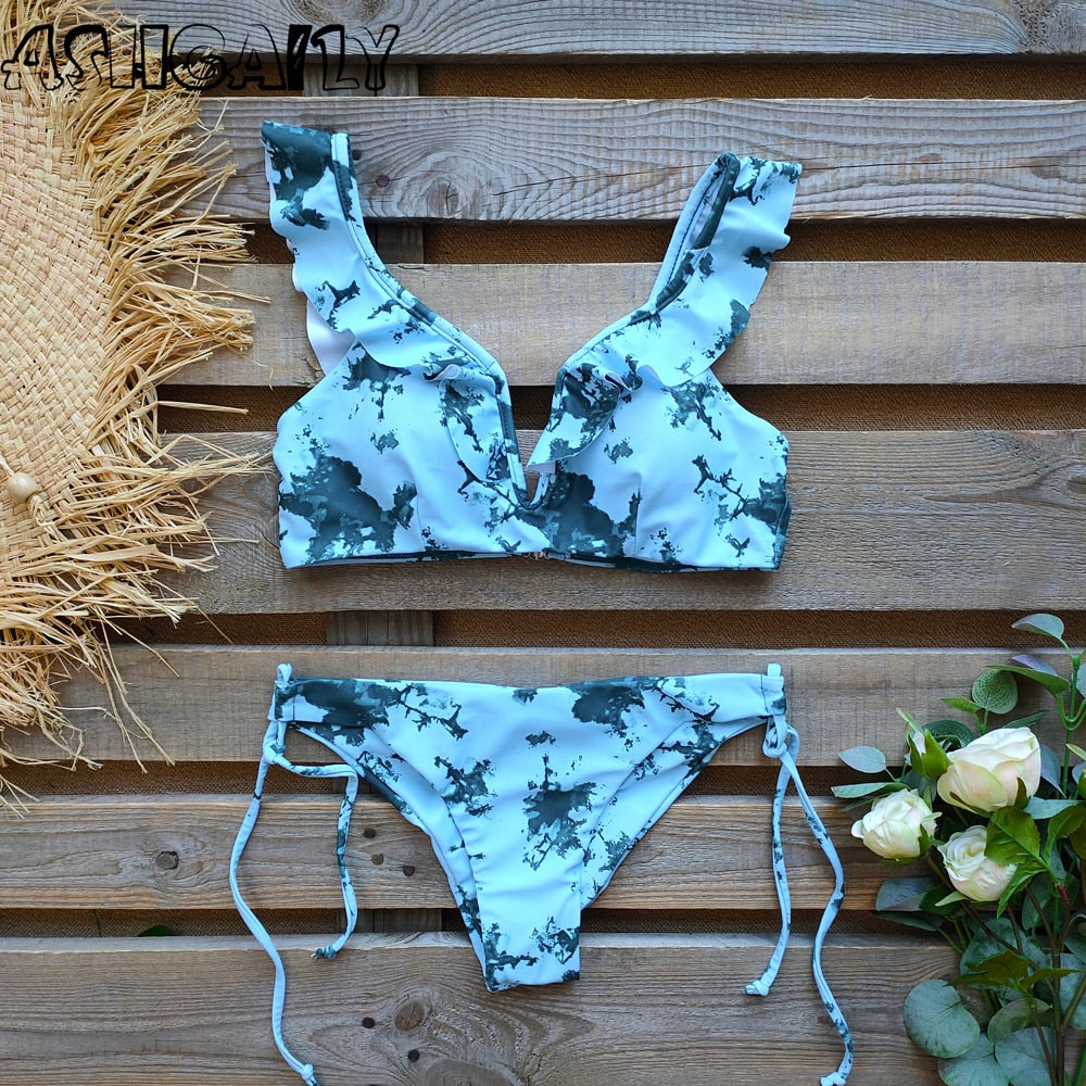 2 Piece Brazilian Women Print Side Tie Swimwear Push Up Swimsuit Bath Suit Bikini Set The Clothing Company Sydney