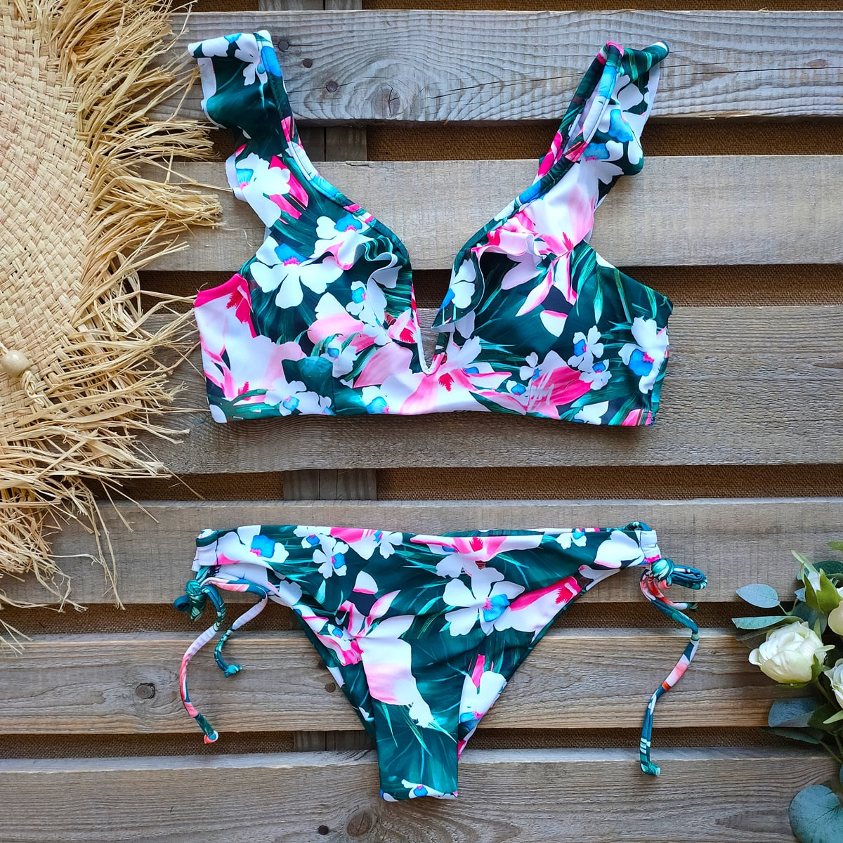 2 Piece Brazilian Women Print Side Tie Swimwear Push Up Swimsuit Bath Suit Bikini Set The Clothing Company Sydney