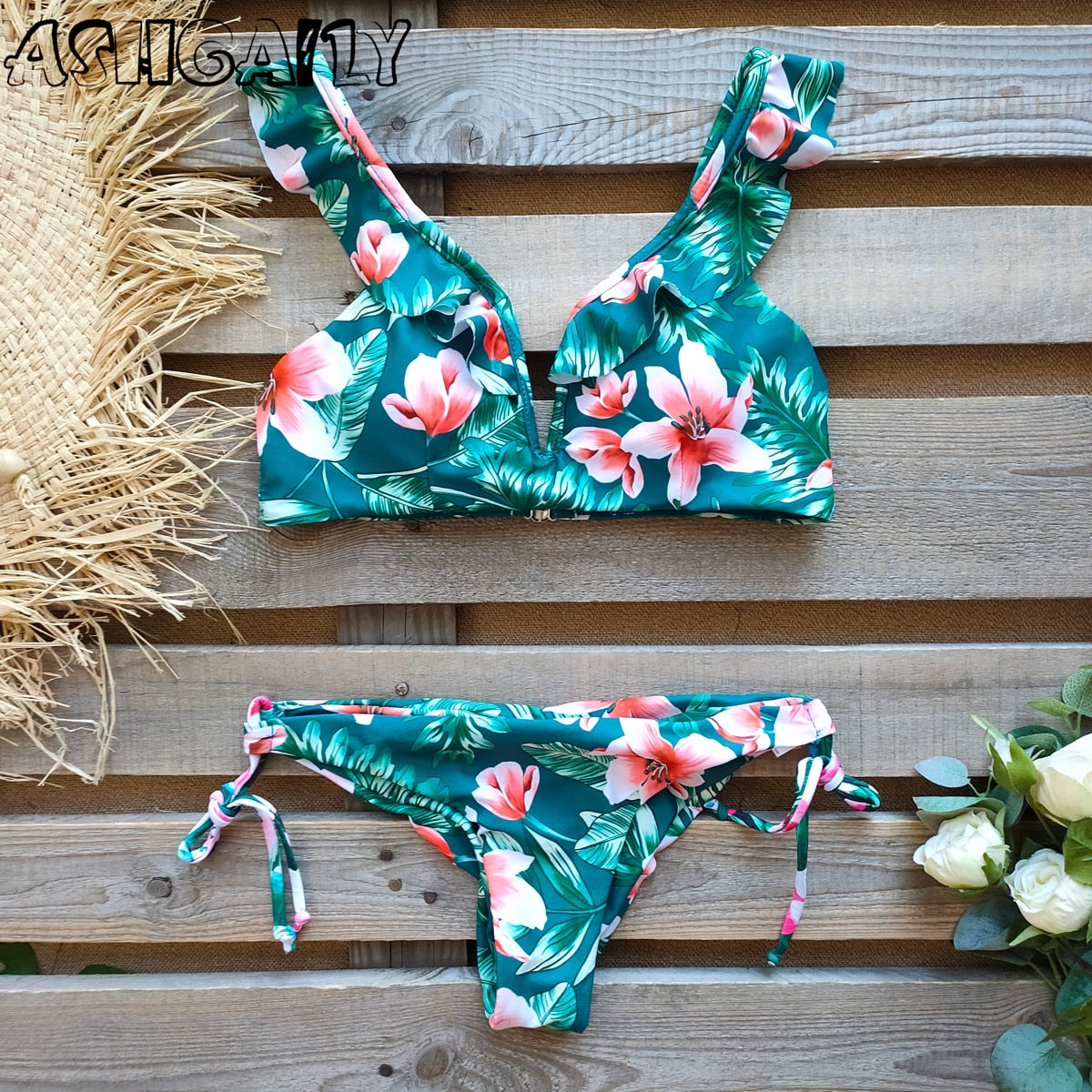 2 Piece Brazilian Women Print Side Tie Swimwear Push Up Swimsuit Bath Suit Bikini Set The Clothing Company Sydney