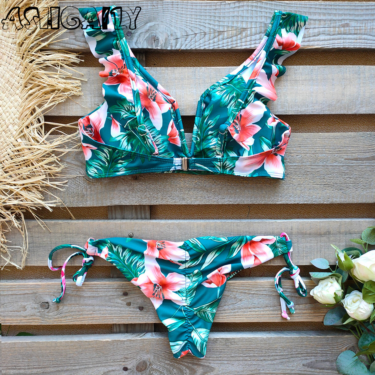 2 Piece Brazilian Women Print Side Tie Swimwear Push Up Swimsuit Bath Suit Bikini Set The Clothing Company Sydney