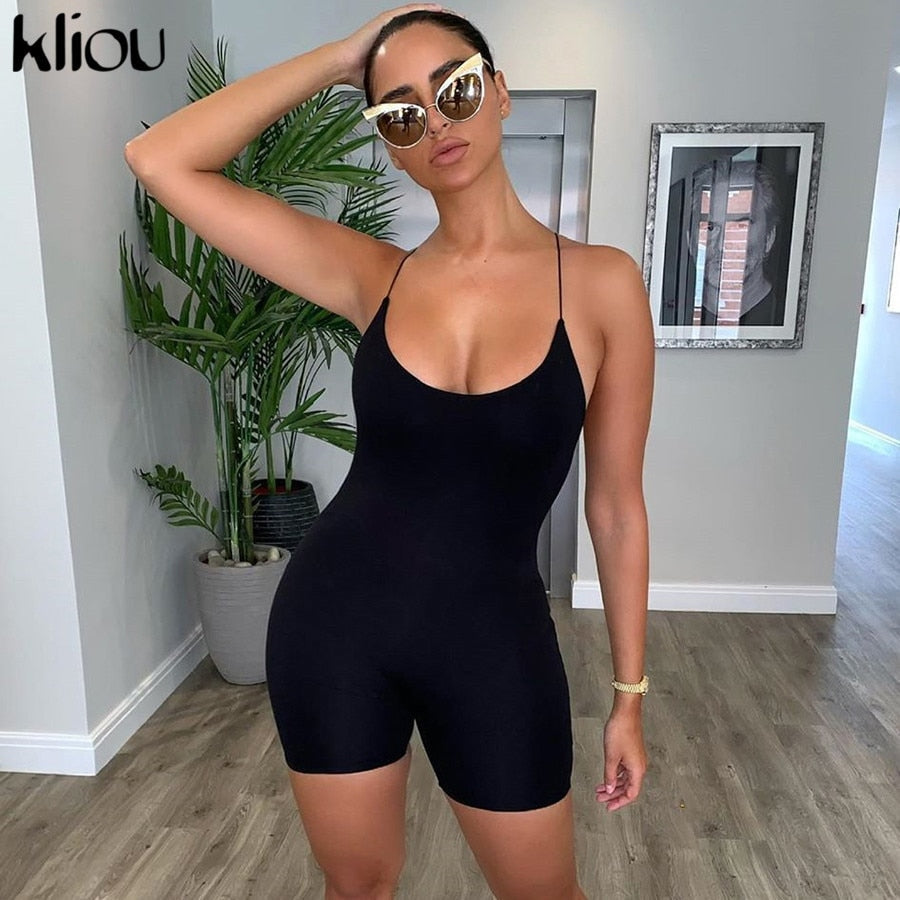 Black Skinny Spaghetti Strap sleeveless Street Romper club Bodycon Playsuit jumpsuit The Clothing Company Sydney