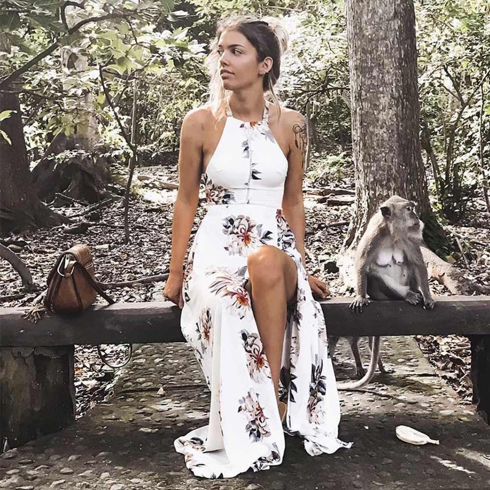 Bohemian Floral Print Summer Maxi Dress Off Shoulder Women Beach Long Backless Sexy Split Party Dresses The Clothing Company Sydney