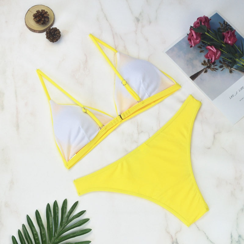 2 Piece Thong Swimwear Female Swimsuits Solid Bikini set Brazilian Bathing Suit Beachwear The Clothing Company Sydney