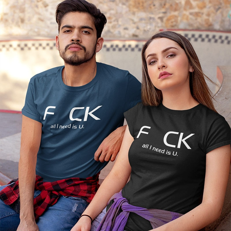 All I Need is U Funny Letter Print Cotton T-shirt Original Design Top Short Sleeve O-neck T shirt The Clothing Company Sydney