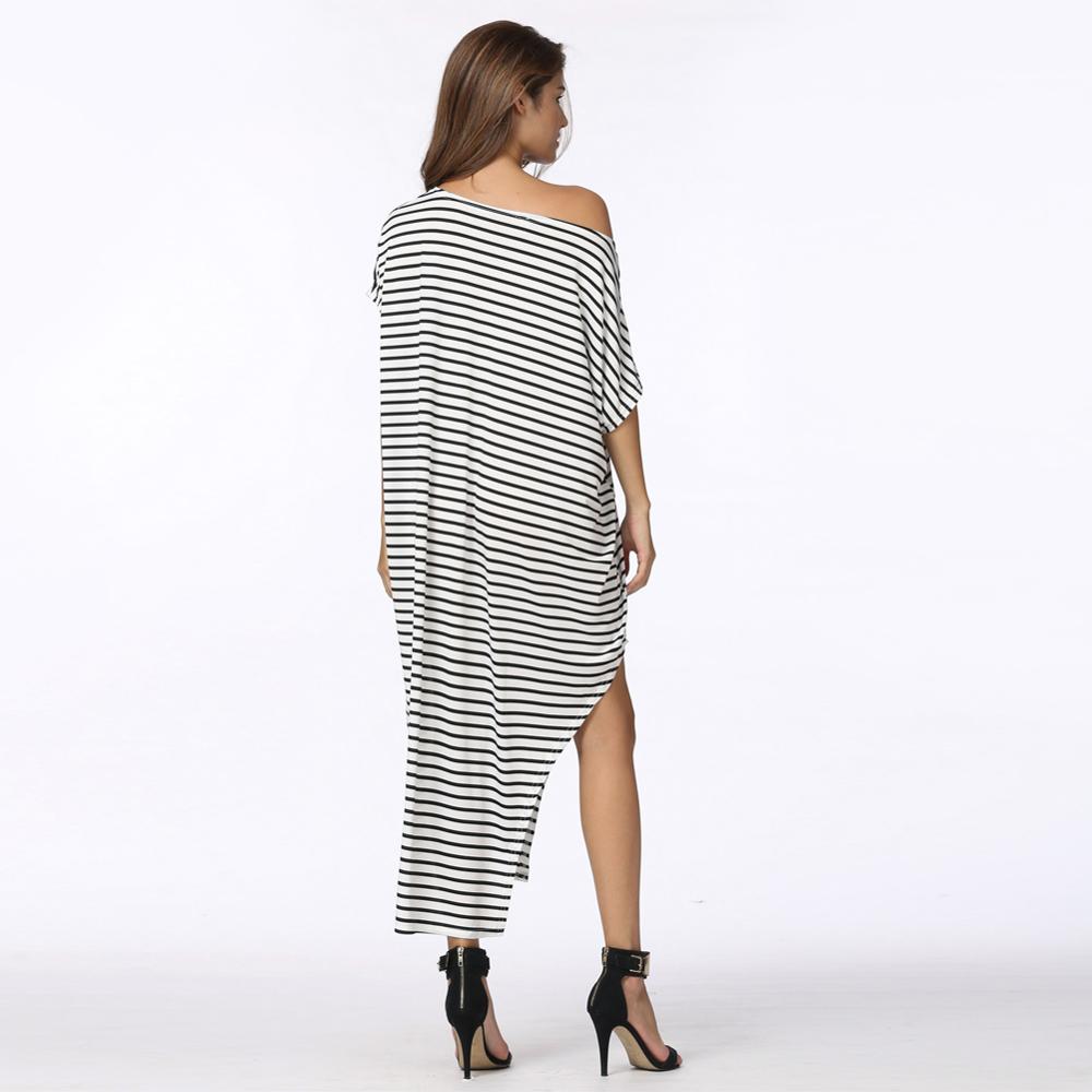 Loose Long Striped Batwing Sleeve One Shoulder Split Asymmetric Oversized Casual 5XL Plus Size Dresses The Clothing Company Sydney