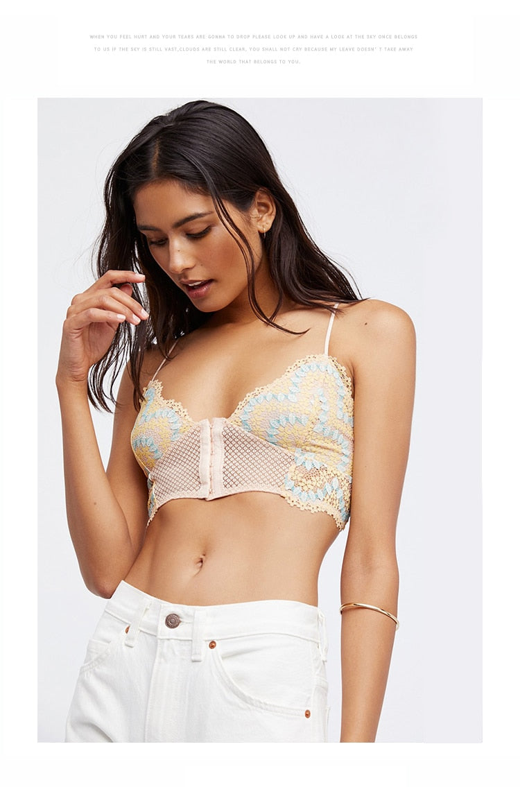 French Retro Lace Front Buckle Bra Set Wire Free Bralette Ultra-Thin Lingerie Sets Beauty Back Underwear The Clothing Company Sydney