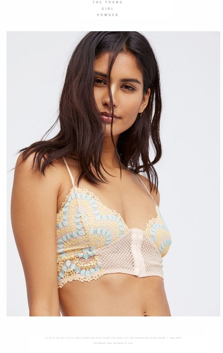 French Retro Lace Front Buckle Bra Set Wire Free Bralette Ultra-Thin Lingerie Sets Beauty Back Underwear The Clothing Company Sydney