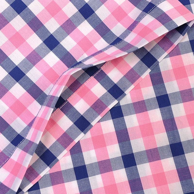 England Style Plaid Checked Cotton Men's Pocket-less Design Short Sleeve Summer Casual Standard-fit Button-down Thin Shirt The Clothing Company Sydney