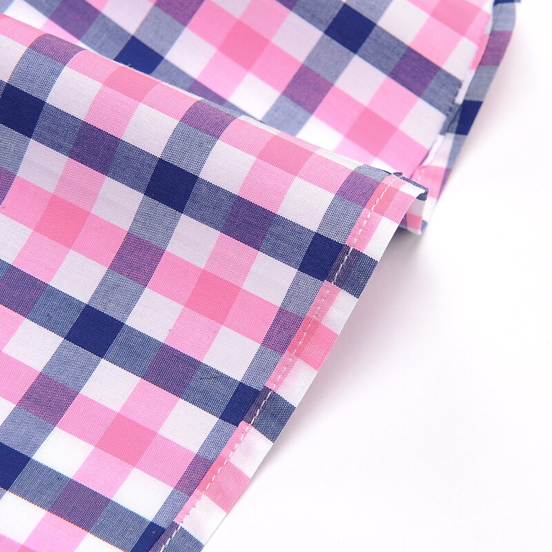 England Style Plaid Checked Cotton Men's Pocket-less Design Short Sleeve Summer Casual Standard-fit Button-down Thin Shirt The Clothing Company Sydney