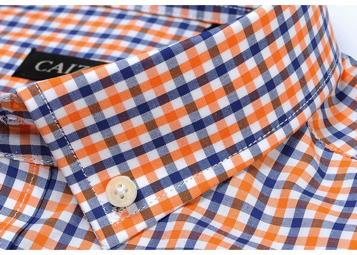 England Style Plaid Checked Cotton Men's Pocket-less Design Short Sleeve Summer Casual Standard-fit Button-down Thin Shirt The Clothing Company Sydney