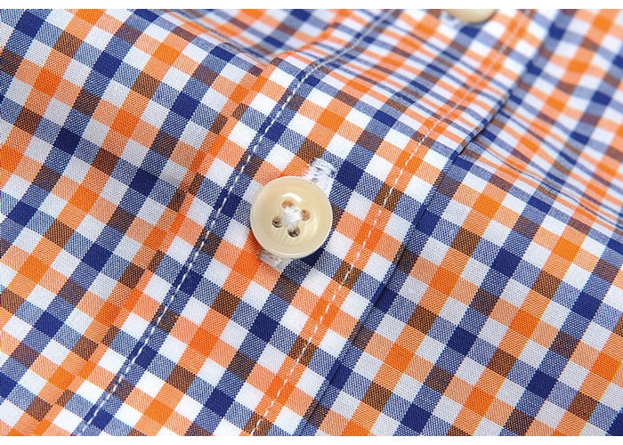 England Style Plaid Checked Cotton Men's Pocket-less Design Short Sleeve Summer Casual Standard-fit Button-down Thin Shirt The Clothing Company Sydney