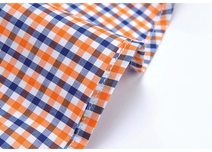 England Style Plaid Checked Cotton Men's Pocket-less Design Short Sleeve Summer Casual Standard-fit Button-down Thin Shirt The Clothing Company Sydney