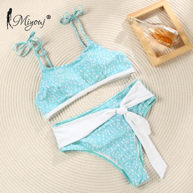 Deep V Neck Bikini Floral Print Swimsuit Bow Swimwear Lace Up Bikini Set The Clothing Company Sydney
