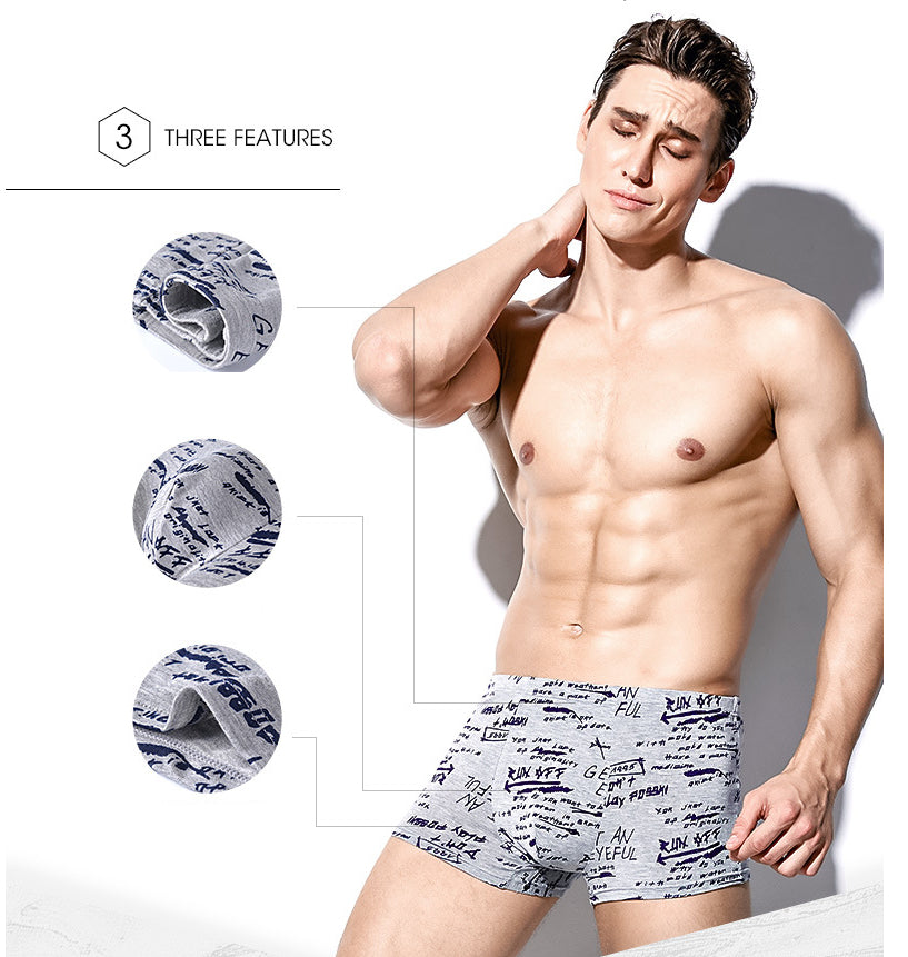 4 pack Men's Boxer Male Underwear Boxer Breathable Men Boxers Print Underpants Comfortable Trunks The Clothing Company Sydney