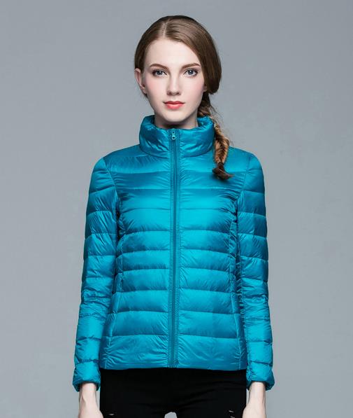 Ladies Stand Collar Duck Down Ultra Light Slim Long Sleeve Parka Puffer Jacket The Clothing Company Sydney