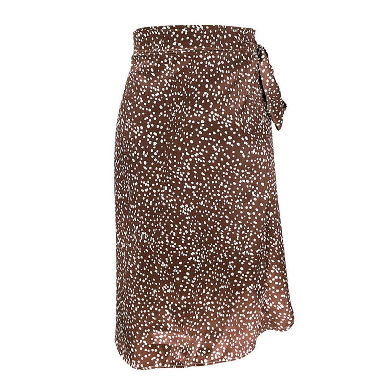 Bandage Wrap Split Summer High waist Party Casual Bandage Tie up Dot Print Asymmetric Skirt The Clothing Company Sydney