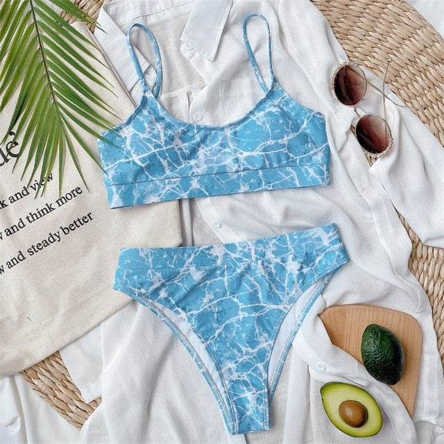 Bandeau high waist bikini Push up swimwear Dragon print sexy bikini set Retro swimsuit Bathing suit The Clothing Company Sydney